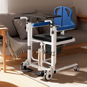 Máquina de transferencia plegable multifuncional para el cuidado de ancianos postrados en cama y paralizados, silla de ducha ajustable con bandeja. - Product Image 1