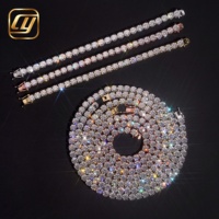 Venta al por mayor de fábrica: Cadena de tenis de moissanita VVS de plata S925 de 6.5mm, collar de diamantes chapado en oro rosa, joyería unisex de hip hop.