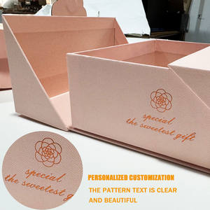 Caja rígida de lujo para San Valentín, cartón de papel rosa, caja de embalaje de papel para envolver regalos de doble puerta - Product Image 3