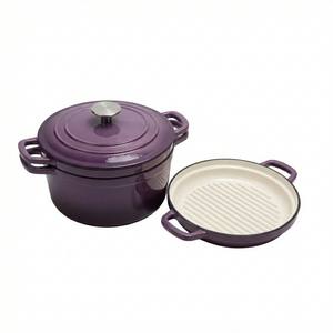 E-Top Marmite <span class=keywords><strong>en</strong></span> <span class=keywords><strong>fonte</strong></span> émaillée de qualité alimentaire violette pour cuisson polyvalente, Batteries de cuisine, <span class=keywords><strong>Casseroles</strong></span> - Product Image 1