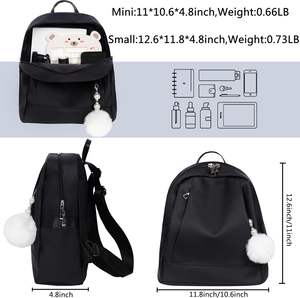 WZCZZHA Mini <span class=keywords><strong>sac</strong></span> à <span class=keywords><strong>dos</strong></span> <span class=keywords><strong>chic</strong></span> pour femmes avec fermeture à glissière <span class=keywords><strong>Sac</strong></span> à <span class=keywords><strong>dos</strong></span> de voyage noir minimaliste avec doublure en polyester - Product Image 6