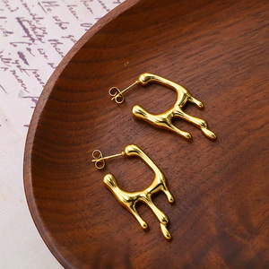 Geometric Drop Earrings Gold Stainless Steel Fashion Dangle Earrings For Women Jewelry Accessories - Product Image 2
