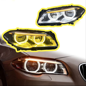 Per <span class=keywords><strong>BMW</strong></span> <span class=keywords><strong>Serie</strong></span> <span class=keywords><strong>5</strong></span> F10 F18 2011-2017 Kit di Aggiornamento Fari a LED con Luci Diurne DRL e Proiettore Bi-Xenon con Effetto Angel Eye - Product Image 1