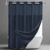 Rideau de douche moderne en polyester double couche sans crochets, design écologique, avec doublure à clipser