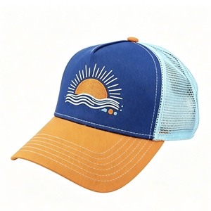 หมวกแก๊ปทรง Trucker สองสี ปักลาย ระบายอากาศได้ดี แบบ Snapback สำหรับเล่นเบสบอล เหมาะสำหรับทุกเพศทุกวัย ใส่ได้ในฤดูร้อน ชายหาด ตั้งแคมป์ ขายส่ง รับทำโลโก้ตามสั่ง - Product Image 3
