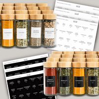 Lot de Bocaux de Rangement en Verre de Cuisine de 120 ml pour Épices, en Gros, avec Couvercle en Bambou