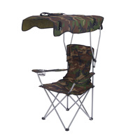 Chaise pliante d'extérieur moderne avec accoudoirs, porte-gobelets et auvent pare-soleil pour le camping, la randonnée, la pêche et la plage