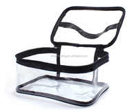 Trousse de Maquillage Pliable Grande Capacité en PVC Rigide avec Logo Personnalisé, Fermeture Éclair, Poignée Portable, Étui Cosmétique de Voyage Étanche pour Trousse de Toilette