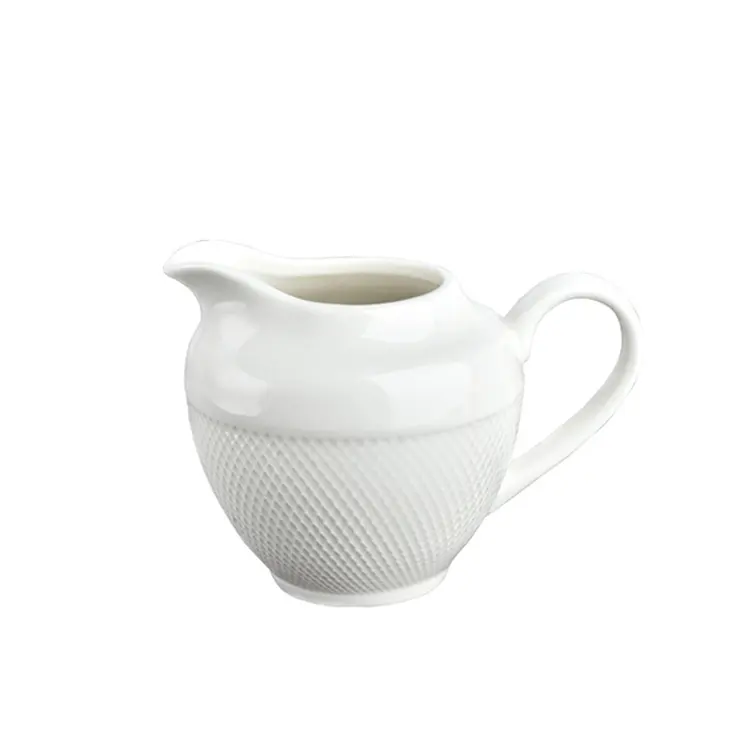 الأبيض شبكة شكل الخزف الفخار براد مياه مخصص تصميم الحليب الشاي القهوة السيراميك إبريق