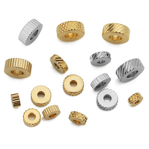 Gold-Plated Stainless Steel Textured Disc <b>Spacer</b> Beads | Jewelry Making Supplies | DIY Bracelet & Necklace Accessories - Product Image 4
