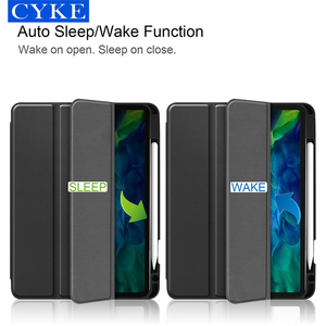Caso a <span class=keywords><strong>11</strong></span> pollici del cuoio dell'unità di elaborazione della cassa della compressa di vibrazione Tpu di CYKE Trifold per <span class=keywords><strong>Apple</strong></span> 2020 <span class=keywords><strong>Ipad</strong></span> <span class=keywords><strong>Pro</strong></span> <span class=keywords><strong>11</strong></span> copertura della compressa con il supporto della matita - Product Image 6