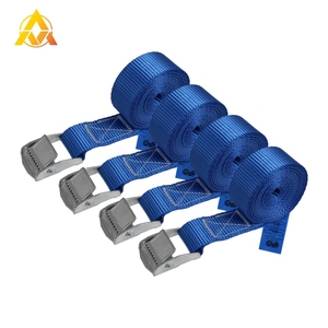 Correas de amarre de nailon con trinquete ajustable y hebilla de leva cromada de zinc de 1 pulgada y 800 kg, 1 metro, para motocicleta, carga, kayak, canoa, camión - Product Image 1