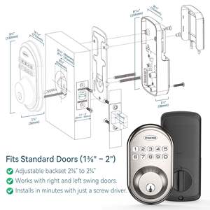โซมอส สมาร์ท ดอร์ล็อคประตูเหล็กอัลลอยด์อะลูมิเนียม ป้องกันการแอบดูรหัส ลายนิ้วมือ รองรับแอพ ล็อคความปลอดภัยระดับบี - Product Image 5