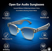 Lunettes de soleil audio 2-en-1 à oreille ouverte, lunettes de sport intelligentes avec verres anti-lumière bleue et anti-UV, étanches IPX4 pour la conduite et les appels