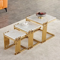 Ensemble de tables basses en acier inoxydable au design classique pour le salon, meubles écologiques et durables, utilisation hôtelière