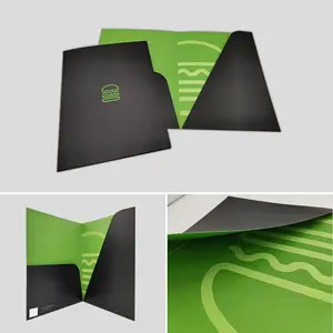 चीन फैक्टरी पर्यावरण के अनुकूल मोटी कागज सामग्री A4 A5 आकार कस्टम प्रस्तुति फ़ोल्डर जेब के साथ