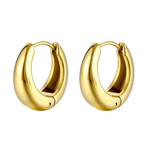 Pendientes de Aro Personalizados de Moda, Chapados en Oro de 18K, de Acero Inoxidable, para Fiestas, Bodas, Compromisos, Regalo Unisex - Product Image 1