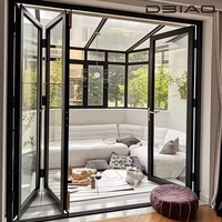 Puertas Plegables Modernas de Vidrio Templado, Perfiles de Aleación de Aluminio 6063-T5, Diseño de Protección Contra Pellizcos de Dedos, para Uso en Exteriores y Villas