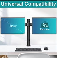 Support mural articulé pour moniteur Ergofirst, robuste, en acier, 8 kg, VESA 90, inclinable, noir, 13-32 pouces