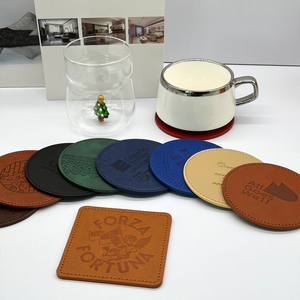 Cheap Personal PU Leather Coaster Custom Logo Print Logo PU Leather Coaster for Drinks Coasters Pad <b>Cup</b> <b>Mat</b> Promotional Gift - Product Image 6