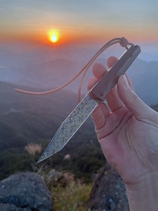 Coltello Tascabile Pieghevole in Acciaio Damasco VG10, Design Compatto, Manico in Ebano, Personalizzabile OEM, Leggero e Facile da Trasportare - Product Image 5