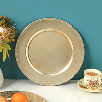 Assiettes de présentation rondes en plastique de luxe vintage, réutilisables pour mariages, décoration de table, assiettes de dîner pour mariages