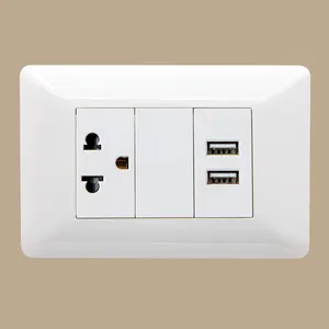 New design wall switch one gang us socket + 1 double USB charger socket