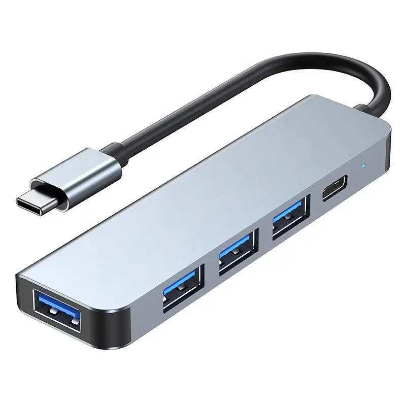 Dock Multiport USB-C tipe C, Dock Multiport 5-In-1 mendukung Multi-Port untuk sistem Windows 7 atau di atas tanpa drive