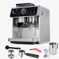 Machine à café vapeur semi-automatique 3-en-1 en acier inoxydable pour la maison, avec mousseur à lait et machine à expresso
