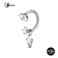 Bijou de corps en titane ASTM F136, anneau fer à cheval avec pendentif CZ pour piercing hélix, cartilage, Vora, pour enfants et mariages