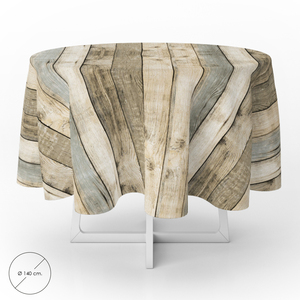 Mantel Redondo de Tela Encerada Resistente a las Manchas / 140 cm. Tablones de Madera - Product Image 1