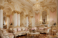 Système de meubles de salon blancs classiques modernes, service de design d'intérieur 3D professionnel, solution d'aménagement de luxe pour manoir