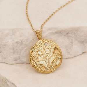 Colliers pendentifs minimalistes en argent sterling 925 martelé avec visage de lune et de soleil, bijoux pour femmes et hommes, pendentif d'amitié en or - Product Image 3