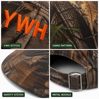 Casquette de chasse personnalisée à 5 panneaux en sergé de coton camouflage woodland, imprimée et brodée, vente en gros