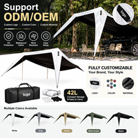 Tente de Voiture Extérieure en Tissu Coton Imperméable Grande Auvent d'Ombrage Installation Rapide Résistante au Vent Utilisation Estivale Camping Overlanding