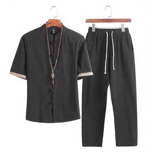 Heren Linnen Sets 2024 Zomer Heren Streetwear Jogger Shirts Lange Broek Mannen Chinese Stijl 2 Stuks Hanfu Trainingspak Tang Pak 5xl - Product Image 4