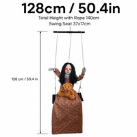 SIPKLR Décoration de poupée oscillante d'Halloween 140 cm, ours en peluche avec yeux rouges LED et robe florale, pour fête de porche
