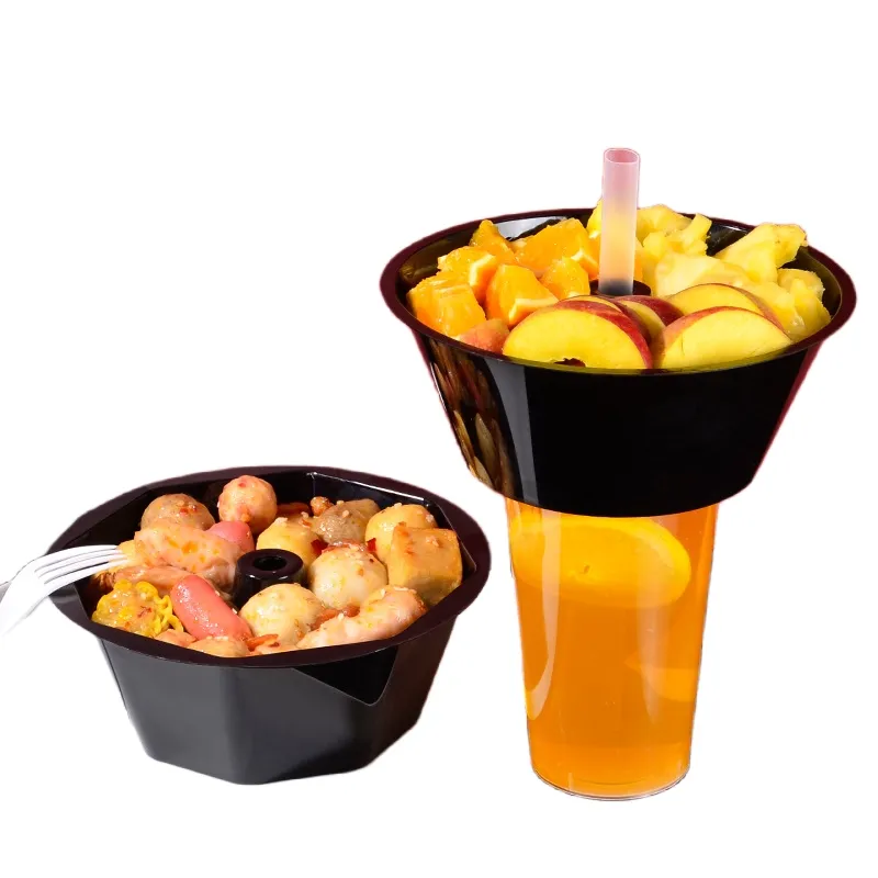 Creative Take-out Fried Chicken Fruit Salad Popcorn Tray and Drinking Milk Tea Cup Plastic Cup Beverage Tea Pot Single Wall /