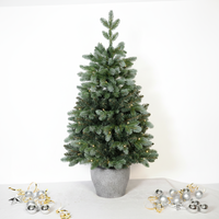 Sapin de Noël artificiel réaliste de 90 cm pour table, pré-éclairé, vert floqué, mini sapin de Noël de 90 cm pour bureau, décoration de la maison