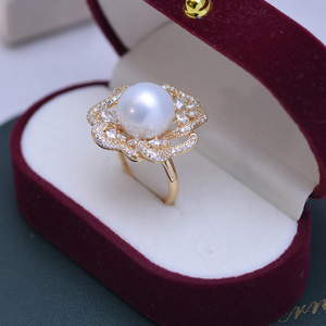 Bague en argent S925 faite à la main à Zhuji Danshui, ensemble complet de perles rondes blanches de 11-12 mm, forte luminosité, faibles défauts, bijoux en gros - Product Image 3