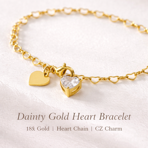 Bracciale a catena con ciondolo a cuore in acciaio inossidabile placcato oro 18 carati, con zirconi, impermeabile, ipoallergenico, <span class=keywords><strong>regalo</strong></span> per coppie. - Product Image 4