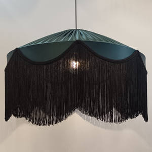 Tiffany Groene Boomtop Zijdeachtige Golvende Handgemaakte Lampenkap, Hanglamp. - Product Image 4