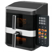 Friteuse à air chaud électrique 267167 CE/CETL 1800W à double panier, écran tactile numérique intelligent avec écran LCD