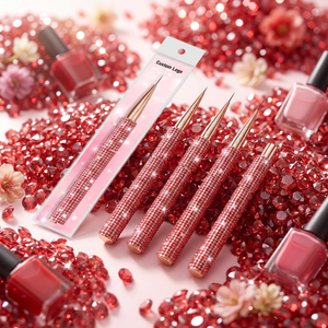 Mango brillante con diamantes de imitación para limpieza de <span class=keywords><strong>uñas</strong></span>, pinceles para decoración de <span class=keywords><strong>uñas</strong></span>, cepillo para polvo - Product Image 4