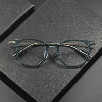 Lunettes unisexes à monture carrée en titane avec monture en acétate, couleur grise, lunettes optiques de qualité supérieure