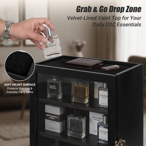 Organizador <span class=keywords><strong>de</strong></span> Perfumes <span class=keywords><strong>de</strong></span> Madera, Expositor <span class=keywords><strong>de</strong></span> Colonia con Estantes Ajustables, Bandeja <span class=keywords><strong>de</strong></span> Terciopelo, Cajón y Puerta Acrílica Antipolvo - Product Image 4