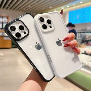 <span class=keywords><strong>Funda</strong></span> de teléfono de TPU de lujo de dos colores con agujero grande para IPhone16 transparente anticaída para Apple 15 Simple 14pro-2.0 agarre de teléfono grueso - Product Image 3