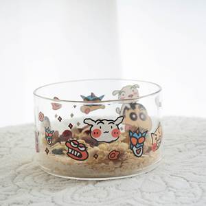 Ensemble de tasses et de bols en verre borosilicate à motifs de dessins animés mignons, allant au micro-ondes, pour un usage quotidien à la maison - Product Image 2