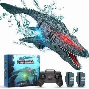 HScopter 2,4 GHz RC cocodrilo dinosaurio RC barco juguetes de Control remoto con luces LED módulo baterías barco Lago y piscina juguete