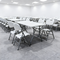 Table de pique-nique pliable en deux de 72 pouces résistante aux rayures, en plastique robuste résistant aux intempéries pour le camping